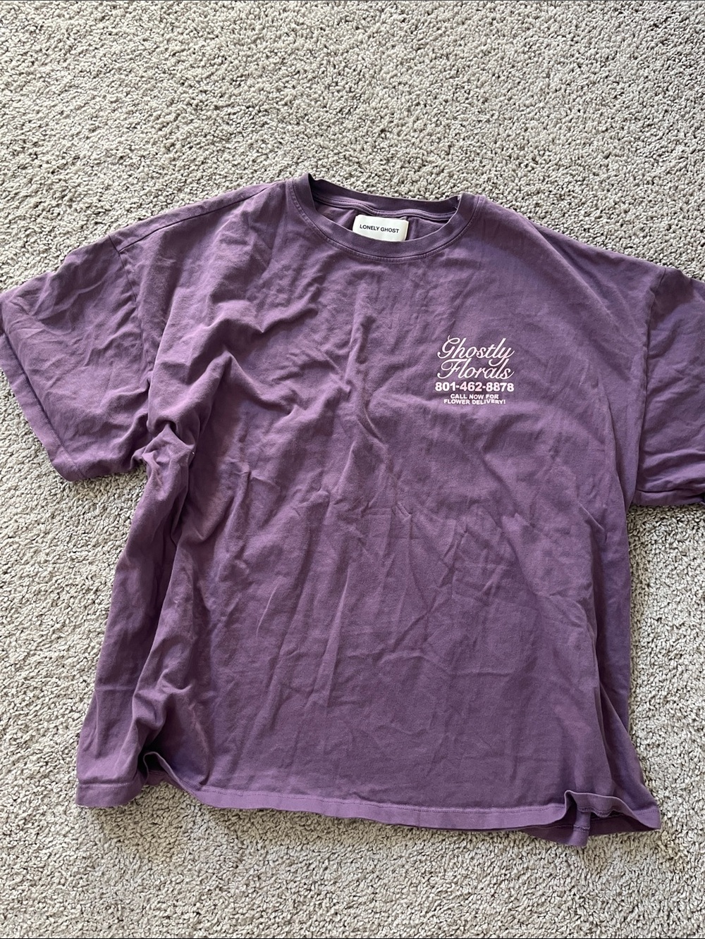 LONELY GHOST Purple 'Ghostly Florals' Logo Tee - Picture 2 of 3